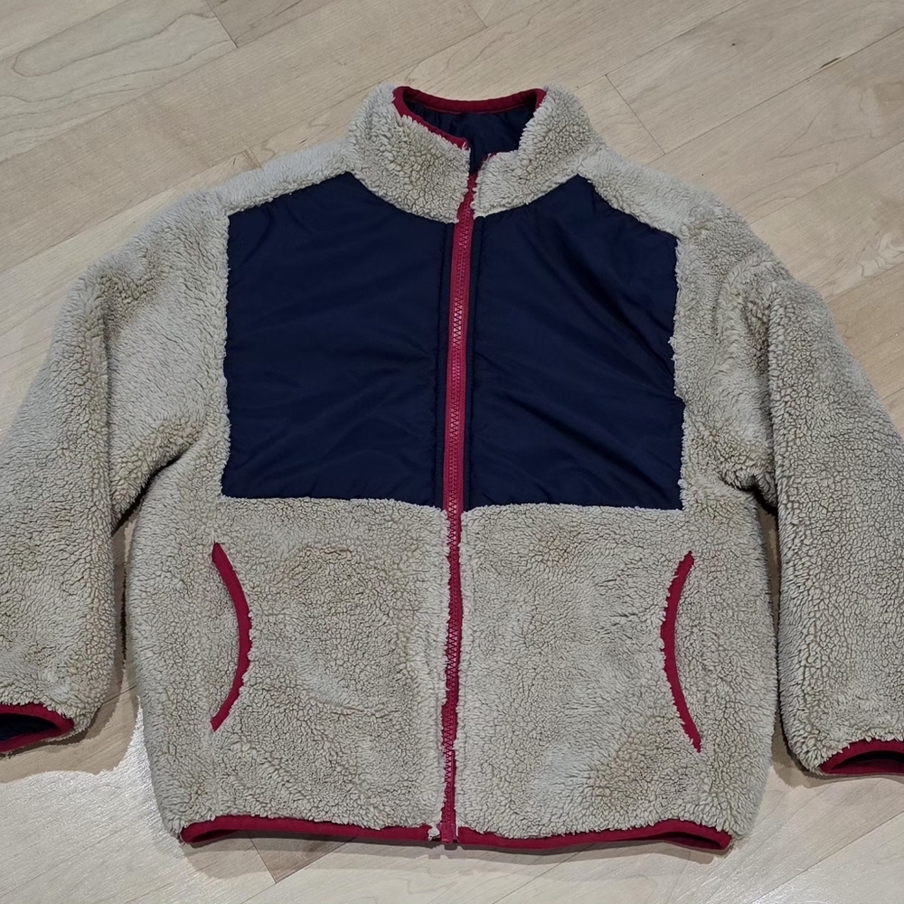 Members Mark Reversible Cream and Blue Color Blocked Puffer Jacket Boys 8